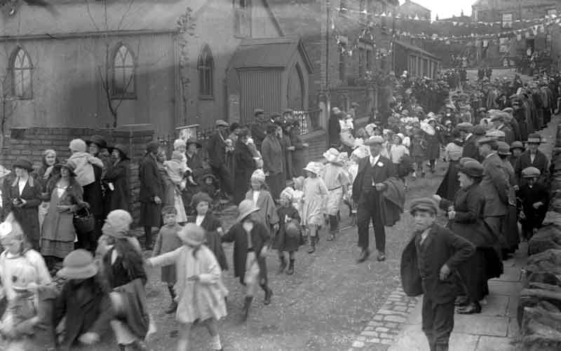 Parade outside chapel, Moorend Lane, Dewsbury