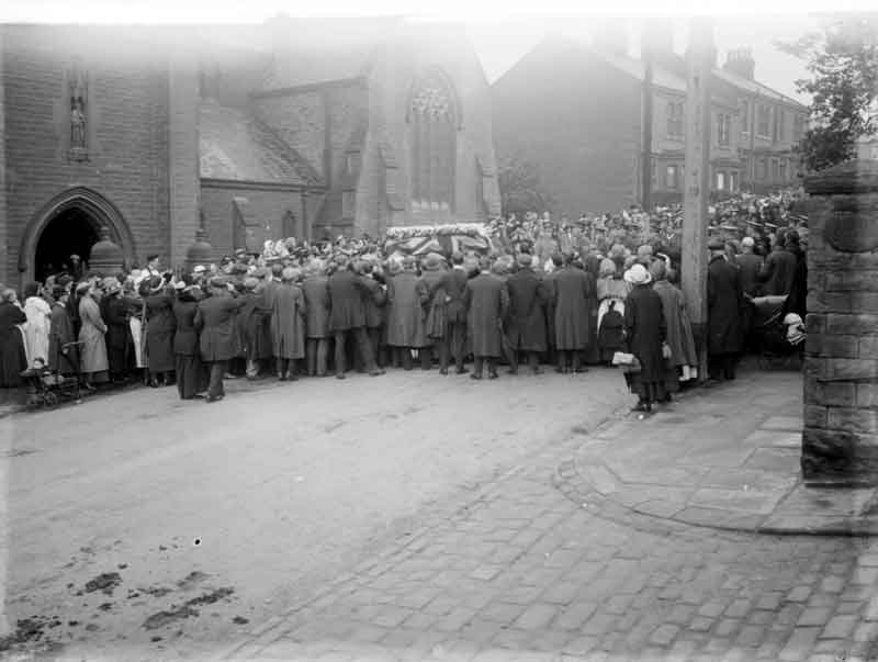 Funeral procession, St Philips Church, Dewsbury.