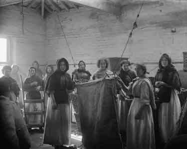 Textile Mill Interior: Women Bagging Rags in a Yorkshire Woollen Mill.
