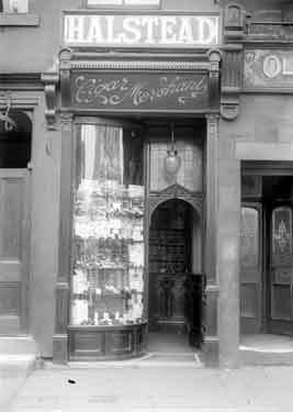 Halsteads Tobacconist, Northgate, Dewsbury. Halstead's was famous for blending and mixing their own tobaccos, especially 'Old Rope'.