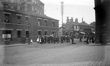 Bradford Road, showing Railway Hotel, Dewsbury