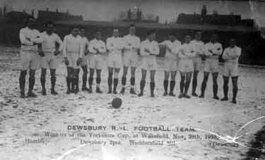 Dewsbury RLFC, winners of Yorkshire Cup at Wakefield. Dewsbury 2pts Huddersfield nil