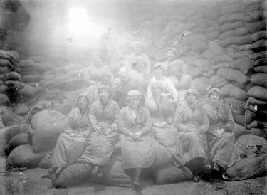 Textile workers and bags