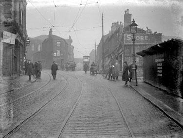Street scene with Tram lines, Dewsbury