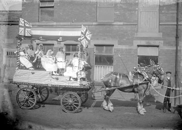 Horse and Cart, decorated, with children