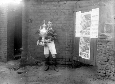 Rugby Captain with trophy, Dewsbury Rugby League