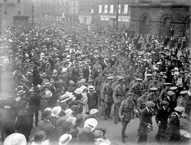 Military Procession, Market Place, Dewsbury