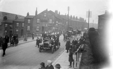 Fireman's funeral, Leeds Road, Dewsbury