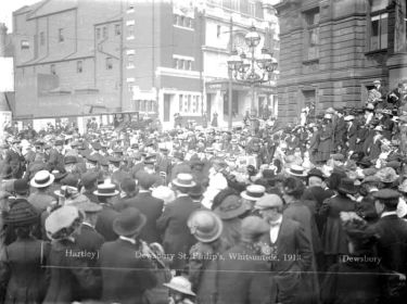 Whitsuntide procession, St Philip's Church, outside Town Hall, Dewsbury