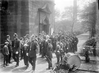 Mayors procession, outside church, Dewsbury