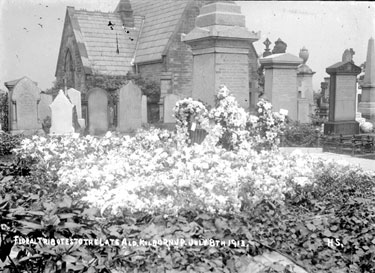 Church exterior: floral tributes to the late Alderman Kilburn J.P.