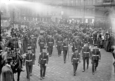 Military Parade, Market Place, before Intercession Service at Dewsbury Parish Church, Dewsbury