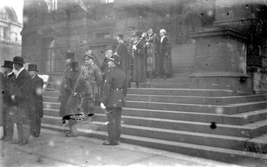 Civic Procession, on Town Hall steps, Market Place, Dewsbury