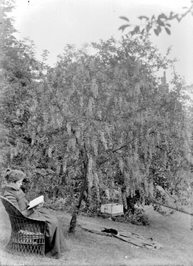 Oakwell Hall, Birstall: woman sitting in garden