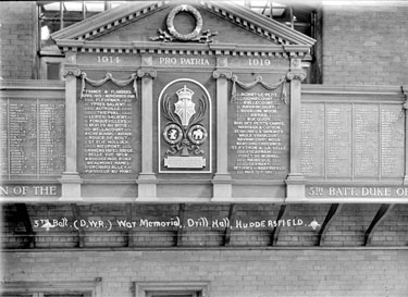 War Memorial: 5th Battalion Duke of Wellington Regiment, West Riding, Drill Hall, Huddersfield