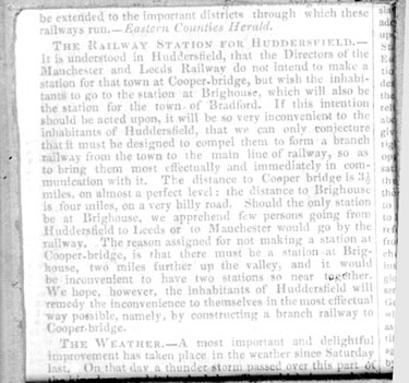 Railways newspaper extract, Leeds Mercury (August 2nd)