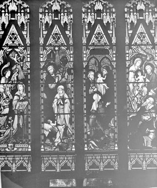Birstall Church Heald Memorial Window (North side). The window was erected by parishioners and friends in memory of Reverend Canon Heald who died September 25th 1875.