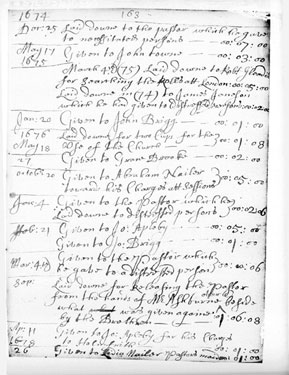 Heckmondwike: Copy of page from old Accounts book
