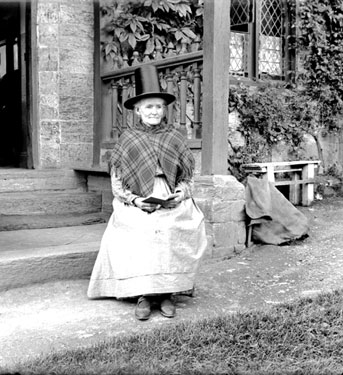 Mrs Jones in Welsh Costume, Lower Lodge, Tan y Bwlch, Merionethshire