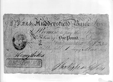 Huddersfield 20 shilling Bank Note, 1st March 1825, Shakespear G Sikes, Entd Henry Sikes