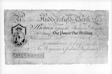 Huddersfield Commercial One Guinea Banknote, 7th December 1813, Benjamin & Joshua Ingham & Co