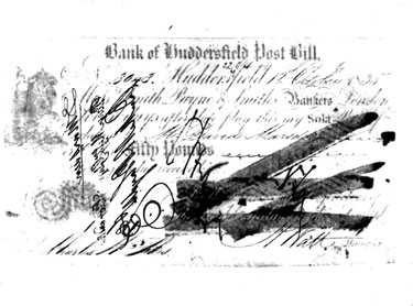 Huddersfield Bank Post Bill, 12th October 1835, ?50 to David Marsden
