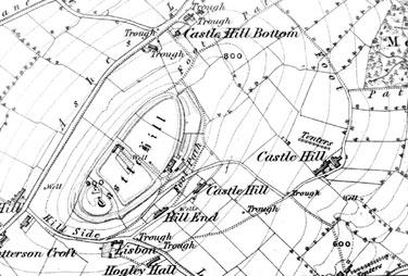 Map of Castle Hill, Almondbury, from Ordnance Map 10th November 1854