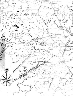 Part of Map of Roman Roads in County of York 'Britaniae Secundae Pars' Drake's Eboracum 1736.