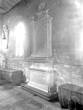 Almondbury Church: interior, Kaye Chapel, Monument to Sir Arthur Kaye, died 10th July 1726