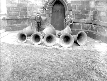 Almondbury Church Bells, taken down prior to being re-cast