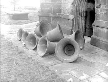 Almondbury Church Bells, taken down prior to being re-cast