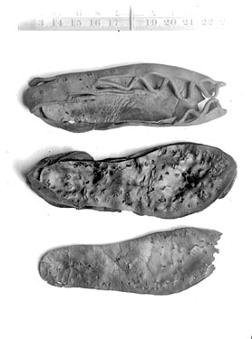 Parts of a Shoe, called 'Carbatina', found at Roman Camp at Slack in 1913