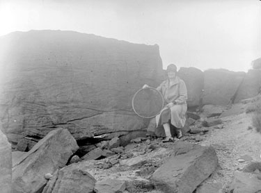 Mrs W Sikes at Kinderscout Grit Rocks, Higher Wildcat Lowe