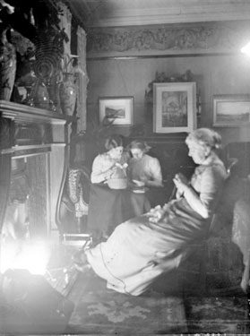 3 women in dining room at Fenay Royd, Fenay Bridge, Hudderfield