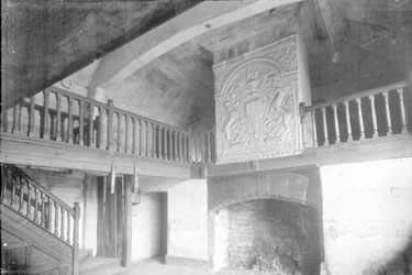 Fireplace in the hall at Woodsome Hall