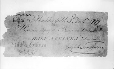 Huddersfield Commercial Bank half a Guinea note dated 03/12/1799