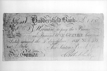 Huddersfield Commercial Bank one Guinea note dated 04/01/1810
