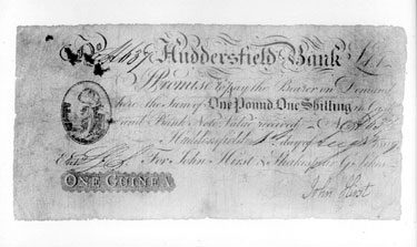 Huddersfield Commercial Bank One Guinea note dated 01/08/1809