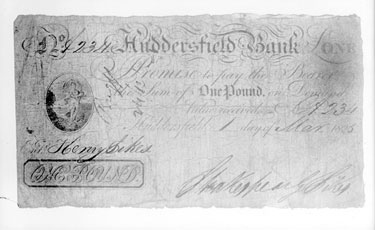 Huddersfield Commercial Bank one pound note dated 01/03/1825