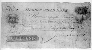 Huddersfield Commercial Bank one pound note dated 08/08/1809