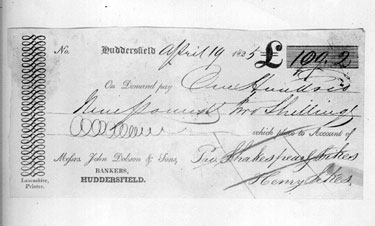 Bank cheque dated 19/04/1825