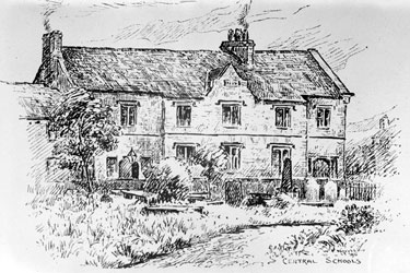 The Old Central National Schools, Almondbury, Huddersfield from a sketch by the Reverend W.F Norris.