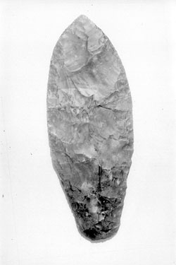 Large flint dagger from Ragstones, Denshaw, found by Norman Gartside of Denshaw