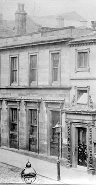 Corner of New Street & Cloth Hall Street showing the Huddersfield Bank