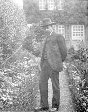 Mr C.H. Broadhead in garden at Pear Tree House from a photograph taken about 1901