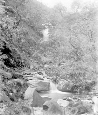 Waterfall and stream at Dropclough