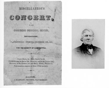 Copy of photograp of Luke Settle of Brighouse and copy of Concert Programme