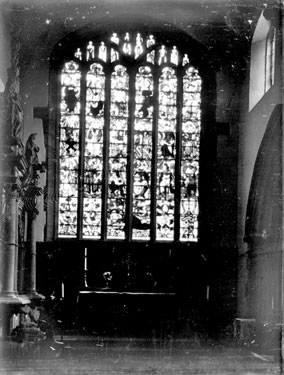 Thornhill Church interior: stained-glass window