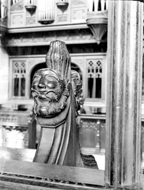 Pew ornament at Wakefield Cathedral