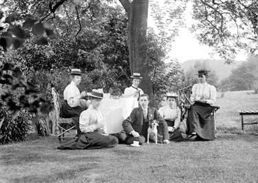 Group having afternoon tea